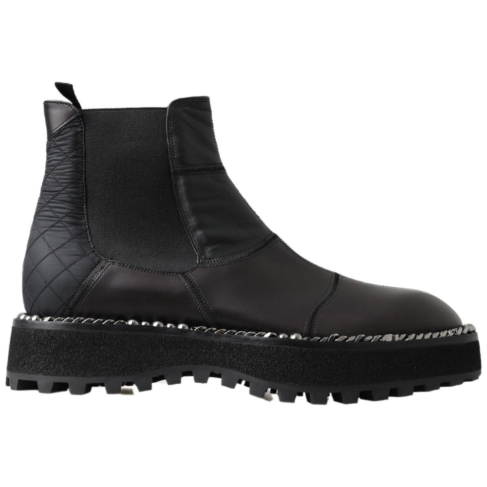 Dolce & Gabbana Black Leather Slip on Stretch Boots MV5025- 45