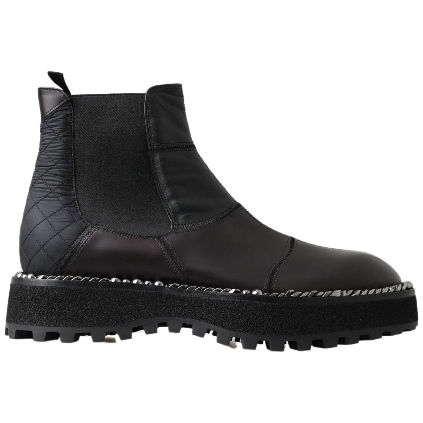 Dolce & Gabbana Black Leather Slip on Stretch Boots MV5025- 45
