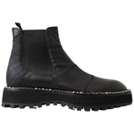 Dolce & Gabbana Black Leather Slip on Stretch Boots MV5025- 45