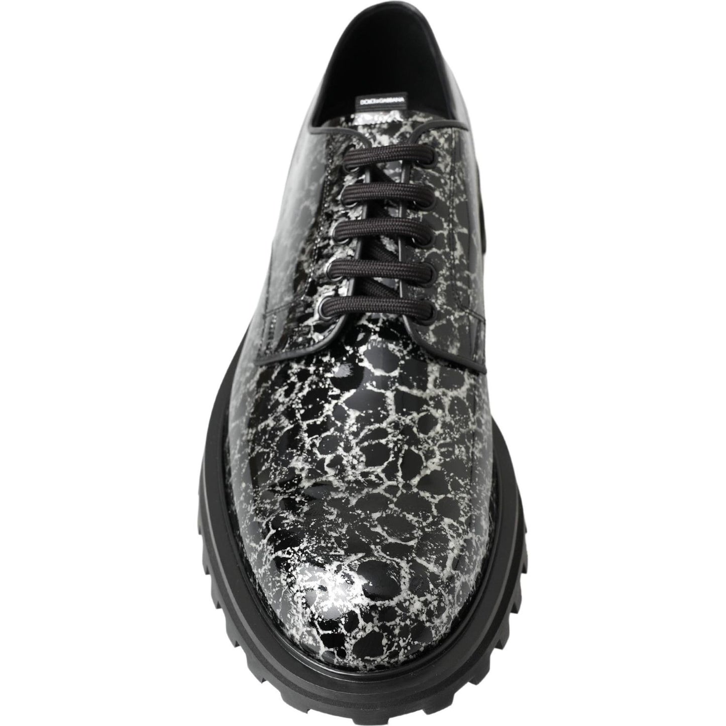 Dolce & Gabbana Black White Derby Patent Leather Shoes MV5036-39