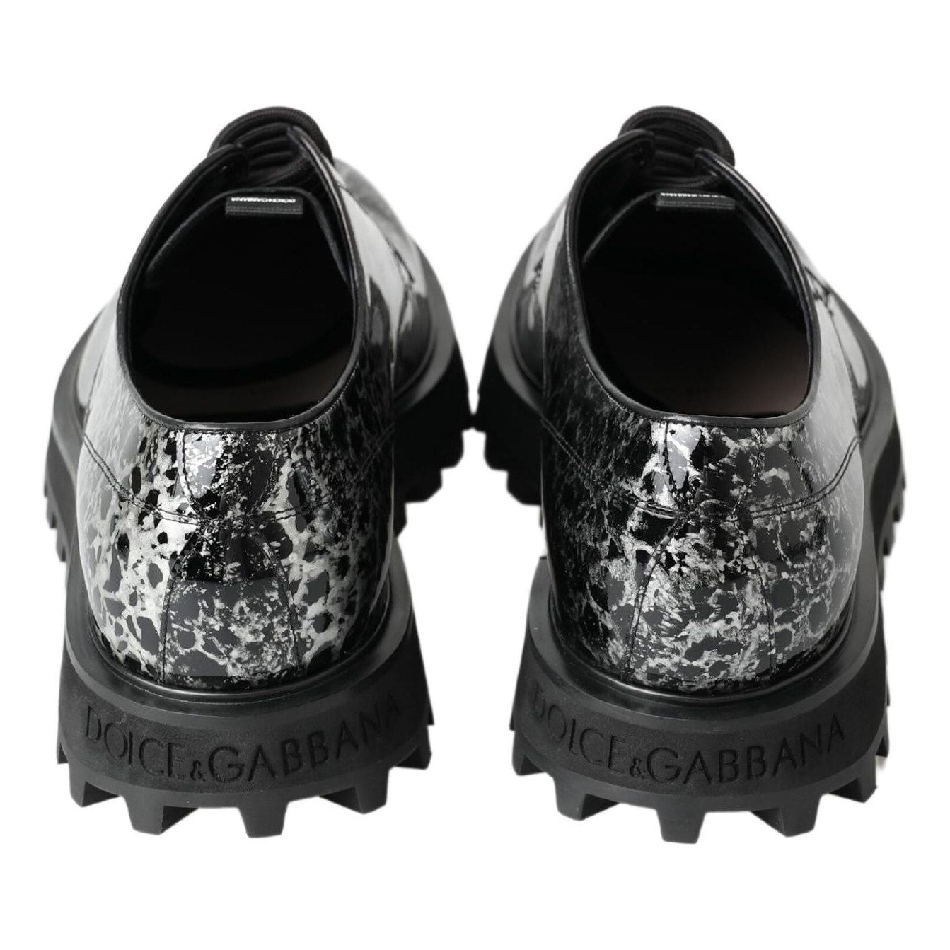 Dolce & Gabbana Black White Derby Patent Leather Shoes MV5036-39