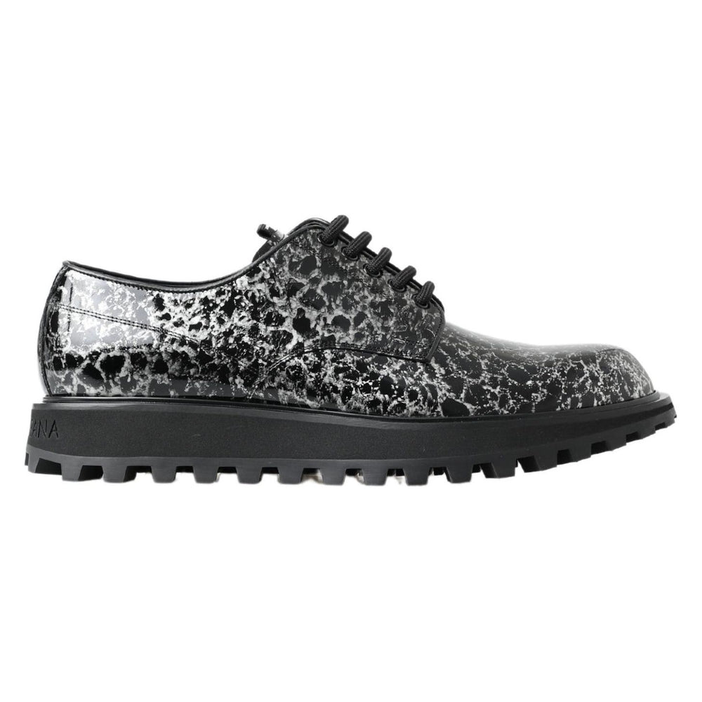 Dolce & Gabbana Black White Derby Patent Leather Shoes MV5036-39