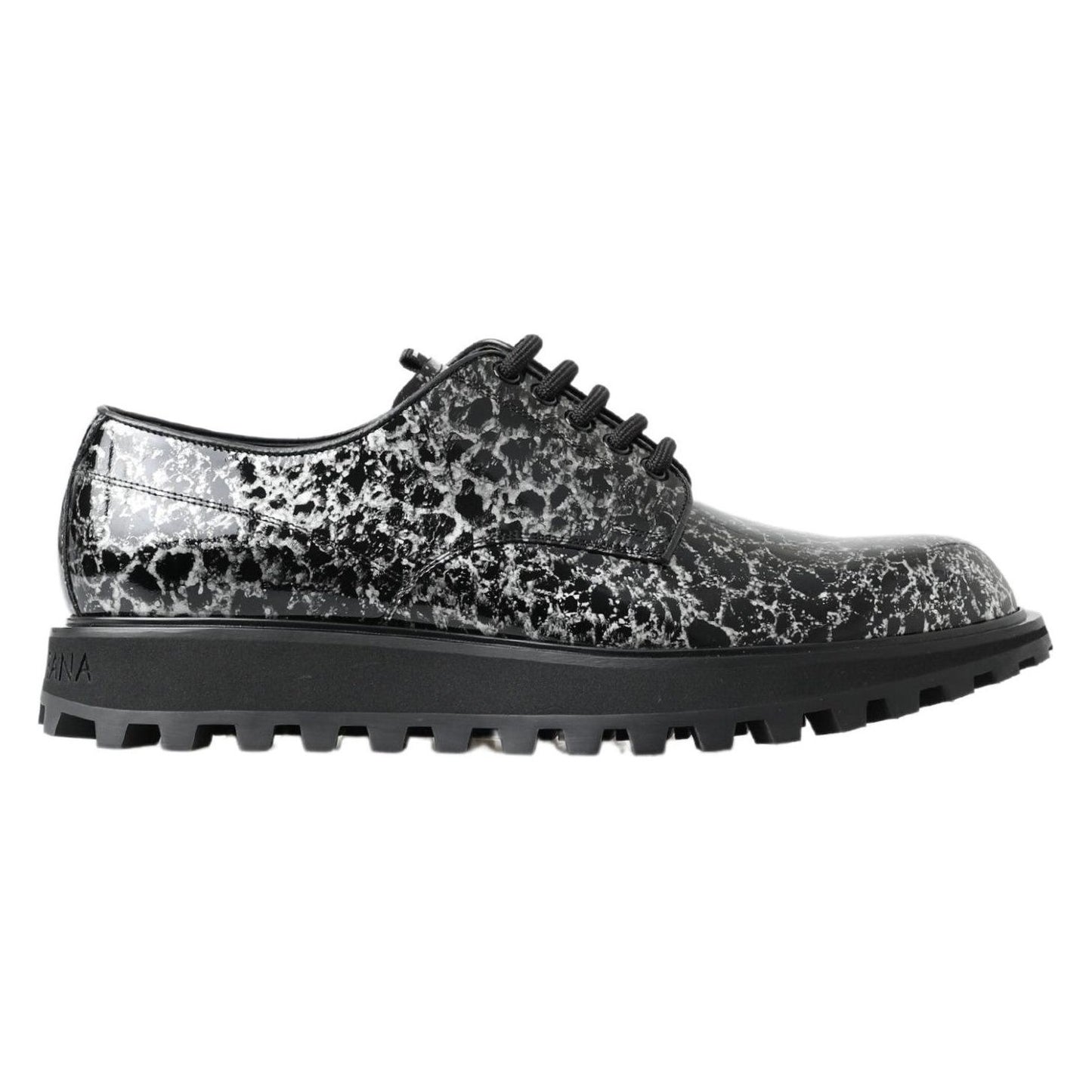 Dolce & Gabbana Black White Derby Patent Leather Shoes MV5036-39