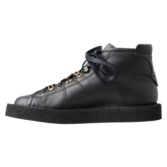 Dolce & Gabbana Black Leather Slip on Stretch Boots MV5037-40