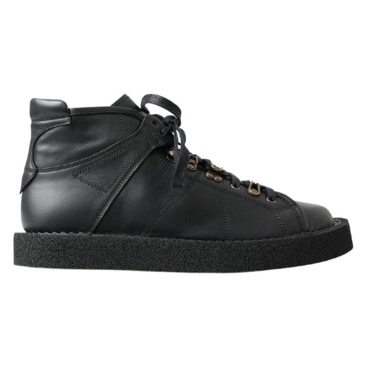 Dolce & Gabbana Black Leather Slip on Stretch Boots MV5037-40