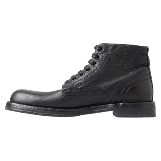 Dolce & Gabbana Black Horse Leather Perugino Boots MV5054-43.5