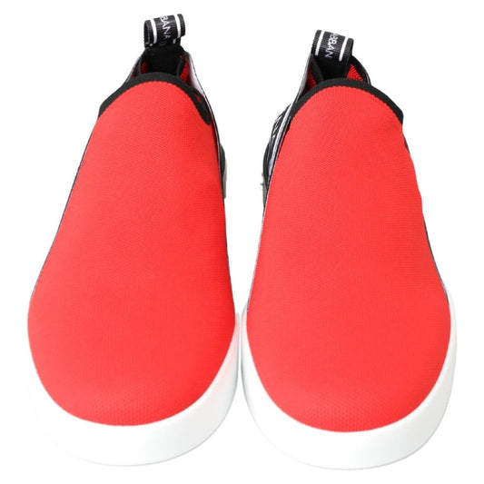 Dolce & Gabbana Red White Flat Sneakers Loafers Shoes MV5061- 40