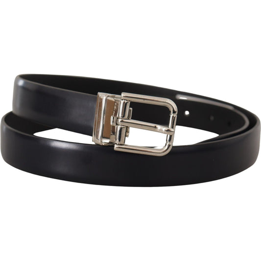 Dolce & Gabbana Black Calf Leather Classic Logo Metal Buckle Belt BEL8577-100