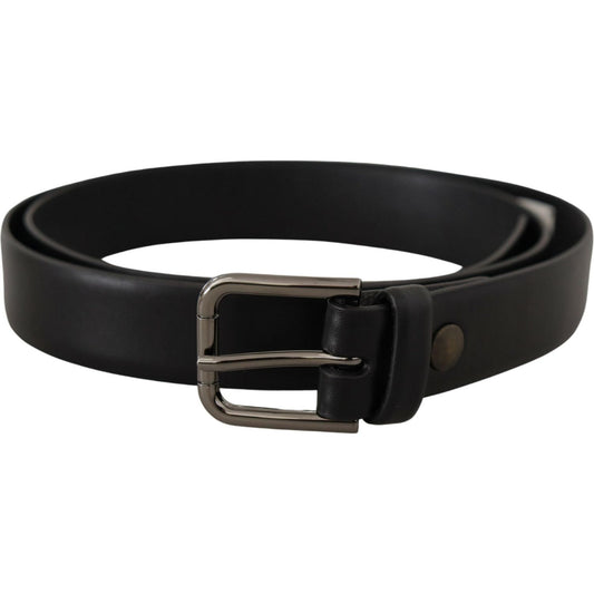 Dolce & Gabbana Black Calf Leather Classic Logo Metal Buckle Belt BEL8580-80