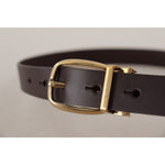 Dolce & Gabbana Dark Brown Calf Leather Gold Tone Metal Buckle BEL8602-85