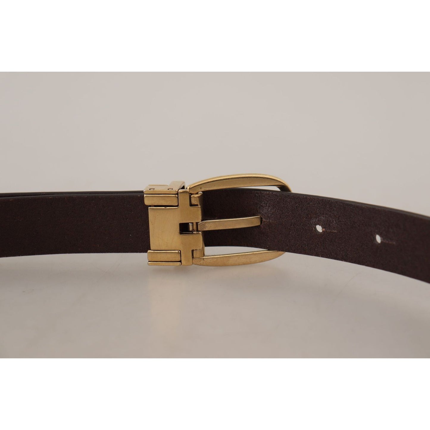 Dolce & Gabbana Dark Brown Calf Leather Gold Tone Metal Buckle BEL8602-85