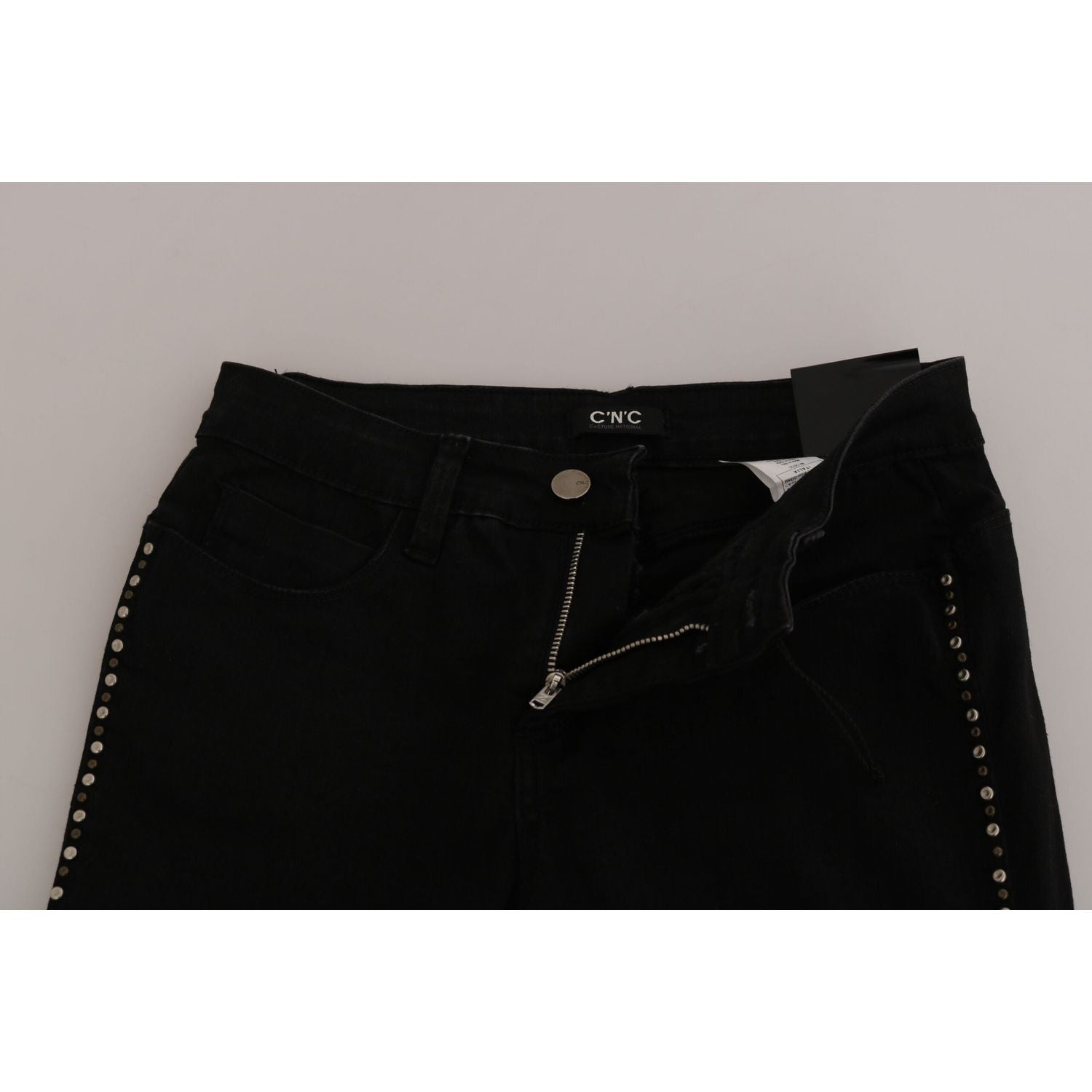 Costume National Black Embellished Mid Waist Skinny Denim Jeans