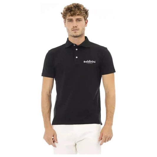 Baldinini Trend Black Cotton Men Polo Shirt BA-23741-XXL