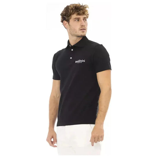Baldinini Trend Black Cotton Men Polo Shirt BA-23741-XXL