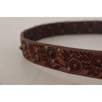 Dolce & Gabbana Brown Calf Leather Embossed Gold Metal Buckle BEL8619-85