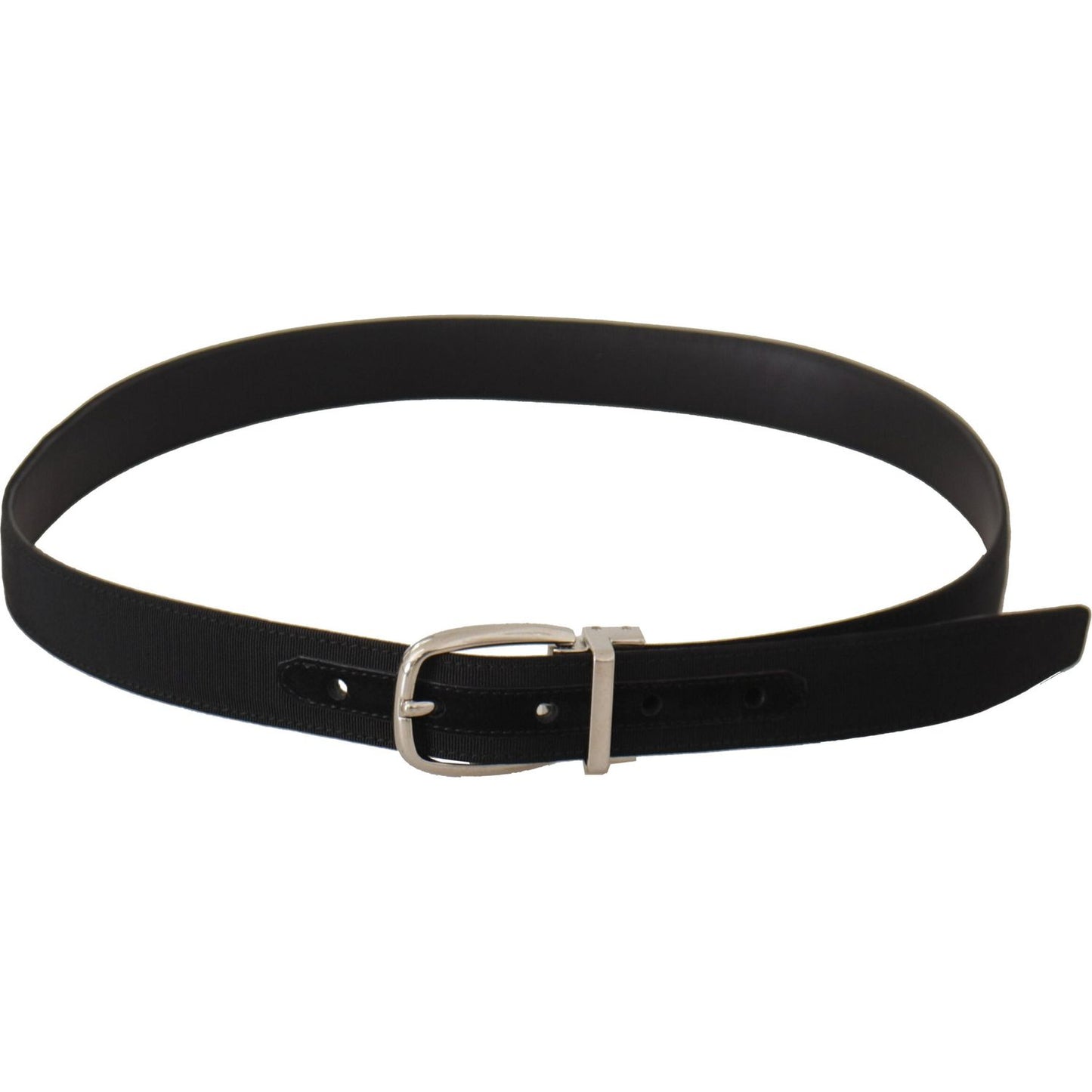 Dolce & Gabbana Belt Black Calf Leather Silver Tone Metal Buckle BEL8624-85