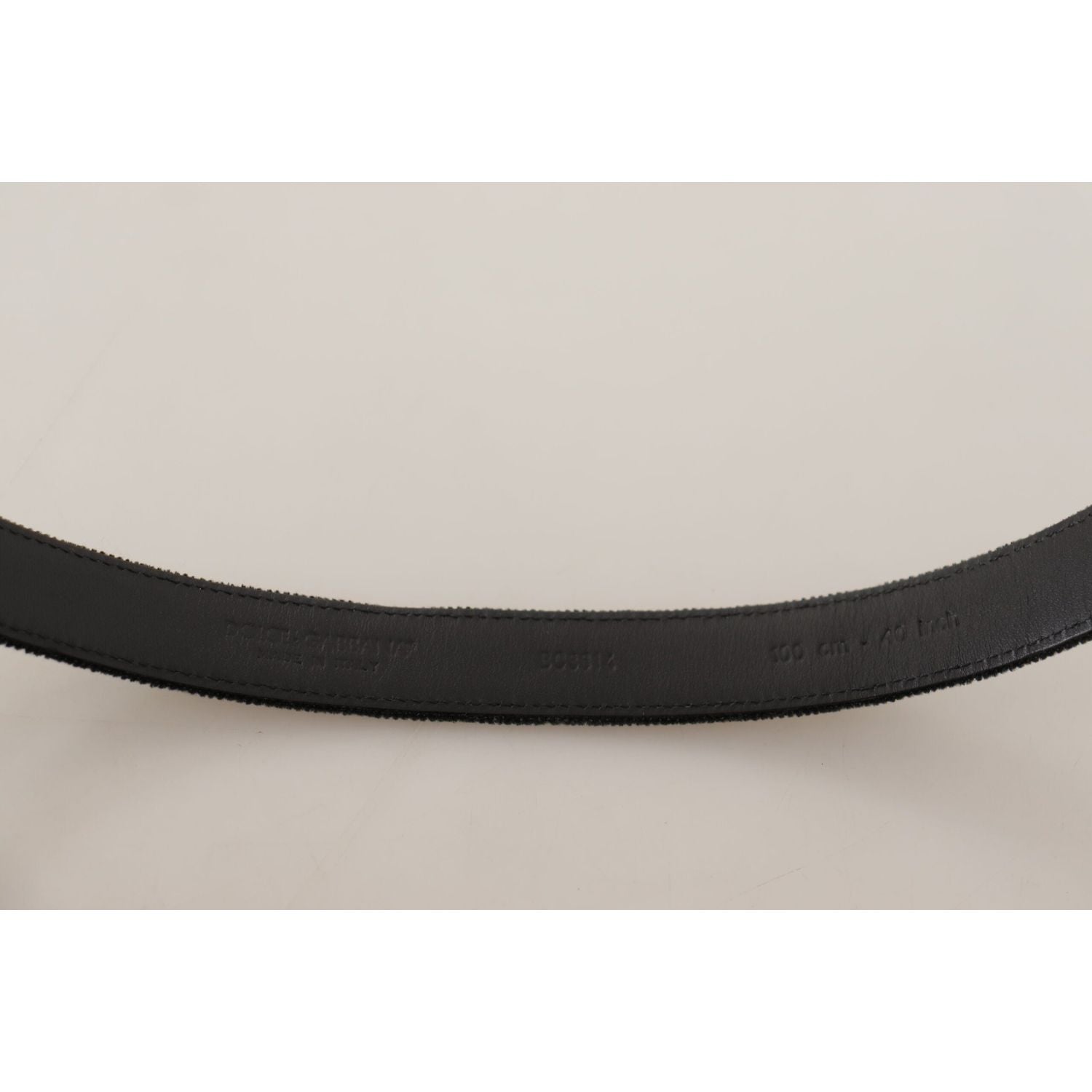 Dolce & Gabbana Black Casual Velvet Silver Metal Logo Buckle Belt