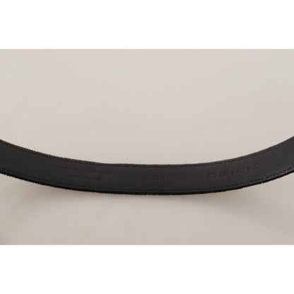 Dolce & Gabbana Black Casual Velvet Silver Metal Logo Buckle Belt