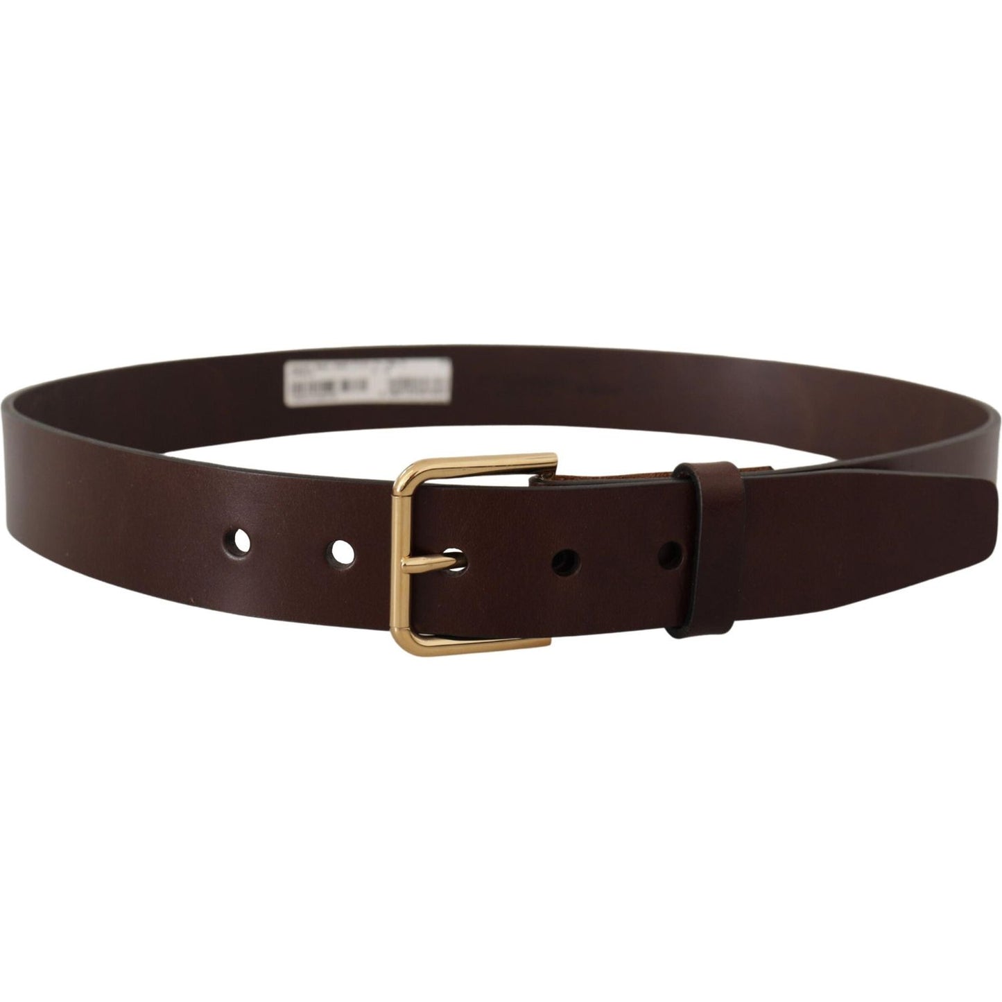 Dolce & Gabbana Brown Polished Leather Gold Tone Metal Buckle Belt BEL8644#2-90