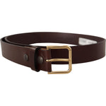 Dolce & Gabbana Brown Polished Leather Gold Tone Metal Buckle Belt BEL8644#2-90