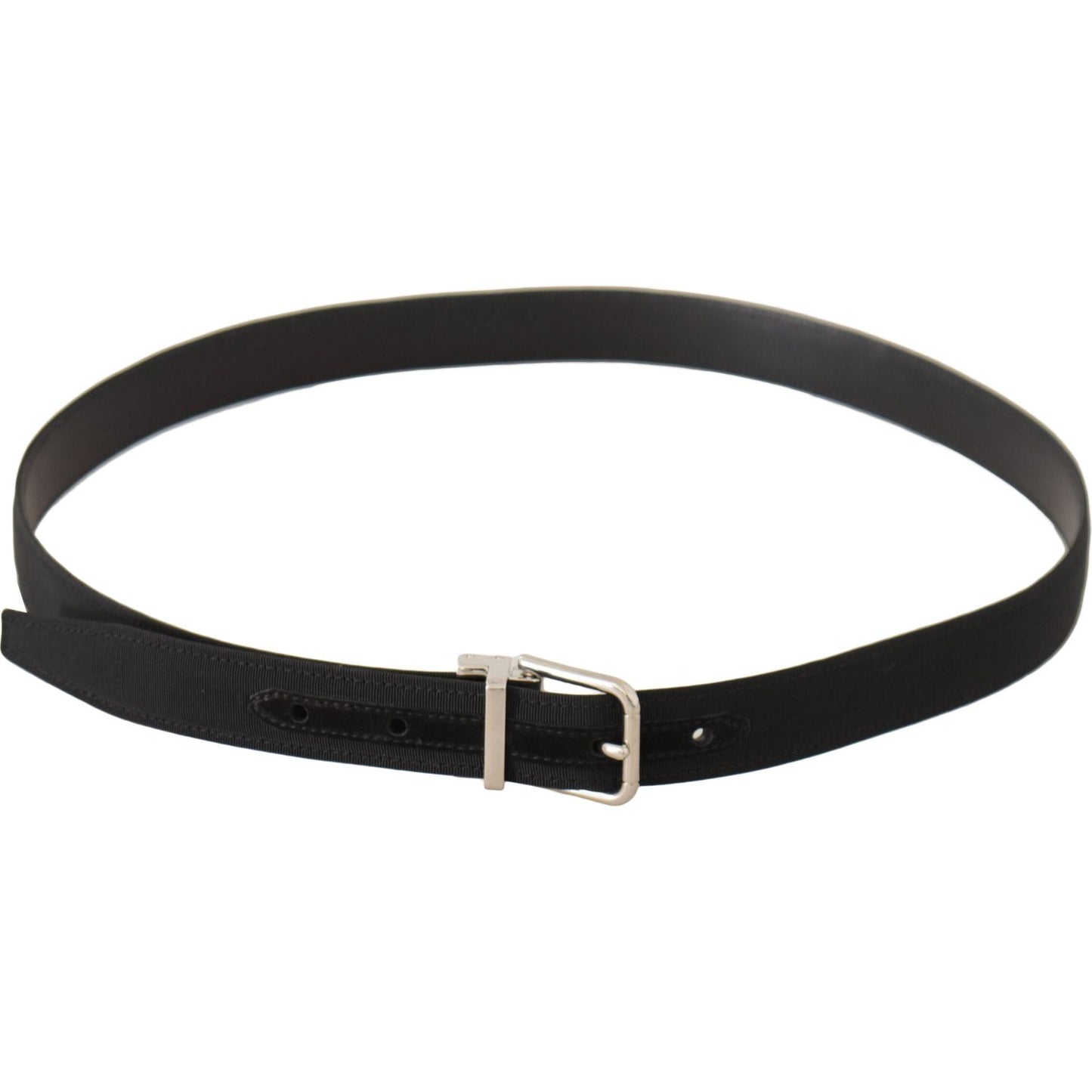 Dolce & Gabbana Black Canvas Silver Tone Metal Buckle Men Belt BEL8651-95