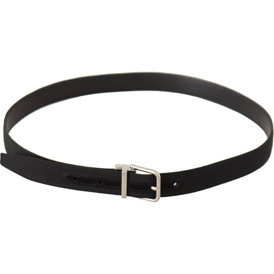 Dolce & Gabbana Black Canvas Silver Tone Metal Buckle Men Belt BEL8651-95
