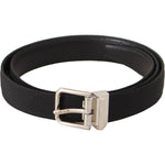 Dolce & Gabbana Black Canvas Silver Tone Metal Buckle Men Belt BEL8651-95