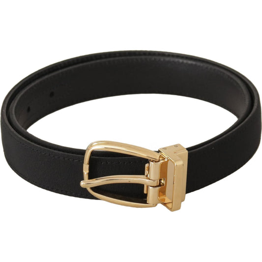 Dolce & Gabbana Black Canvas Leather Gold Metal Buckle Belt BEL8656-80