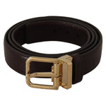 Dolce & Gabbana Brown Leather Gold Metal Buckle Belt BEL8658-95