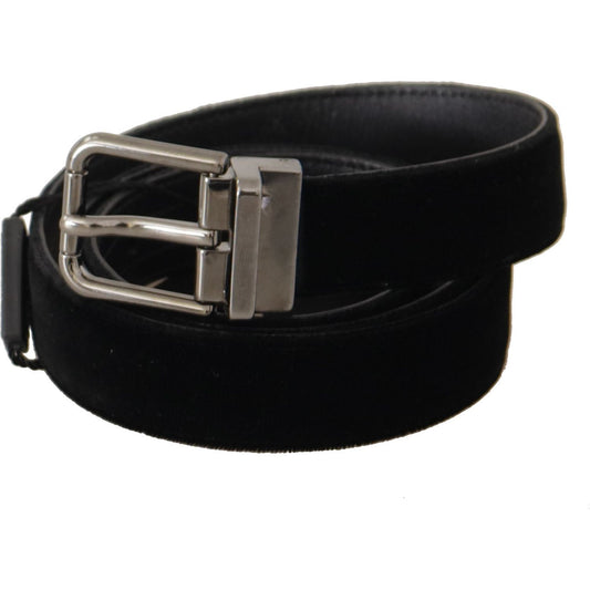 Dolce & Gabbana Black Cotton Silver Tone Metal Buckle Belt BEL8689-85