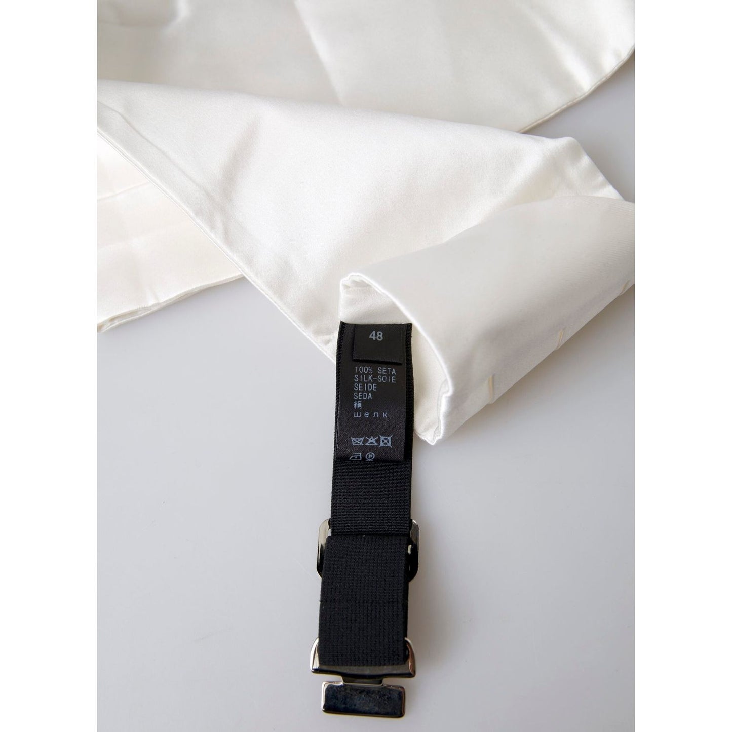 Dolce & Gabbana White Men Wide Waist Silk Belt Cummerbund BEL9001-48