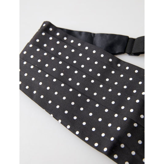 Dolce & Gabbana Black Silk Polka Waist Tuxedo Belt Cummerbund BEL9003-52
