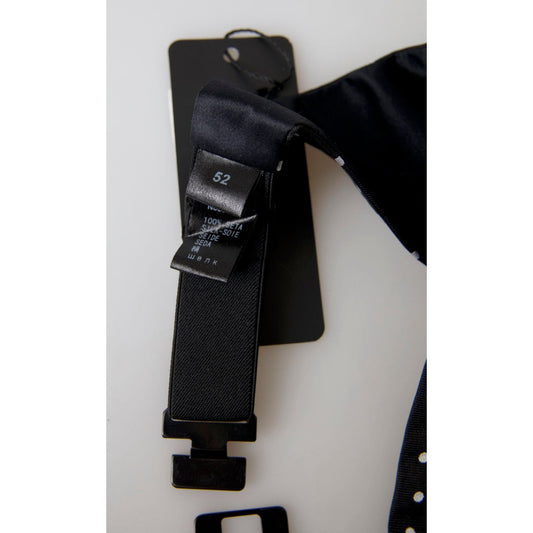 Dolce & Gabbana Black Silk Polka Waist Tuxedo Belt Cummerbund BEL9003-52