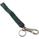 Dolce & Gabbana Black DG Logo Rubber Silver Tone Metal Keychain SMY101130