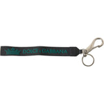 Dolce & Gabbana Black DG Logo Rubber Silver Tone Metal Keychain SMY101130