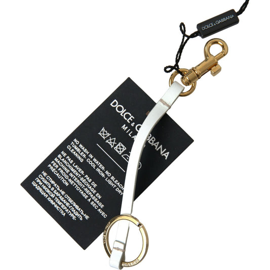 Dolce & Gabbana Black Silicone DG Logo Gold Brass Keychain SMY101166
