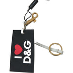 Dolce & Gabbana Black Silicone DG Logo Gold Brass Keychain SMY101166