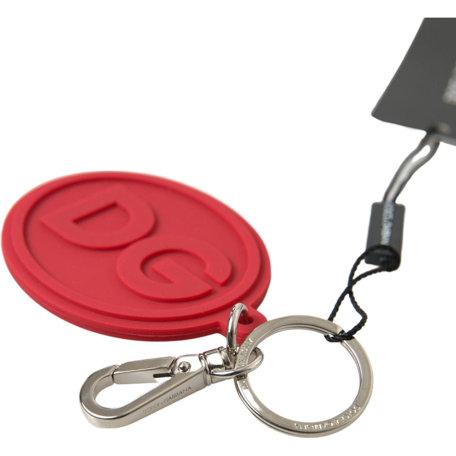 别致的红色橡胶和黄铜设计师钥匙扣