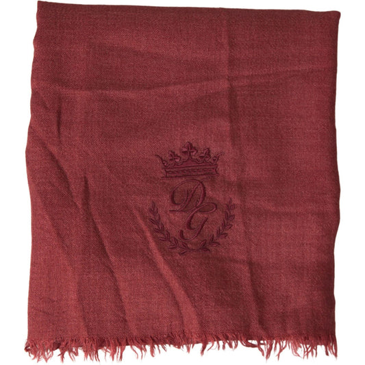 Dolce & Gabbana Maroon Cashmere Knit Wrap Shawl Fringe Scarf MS7059