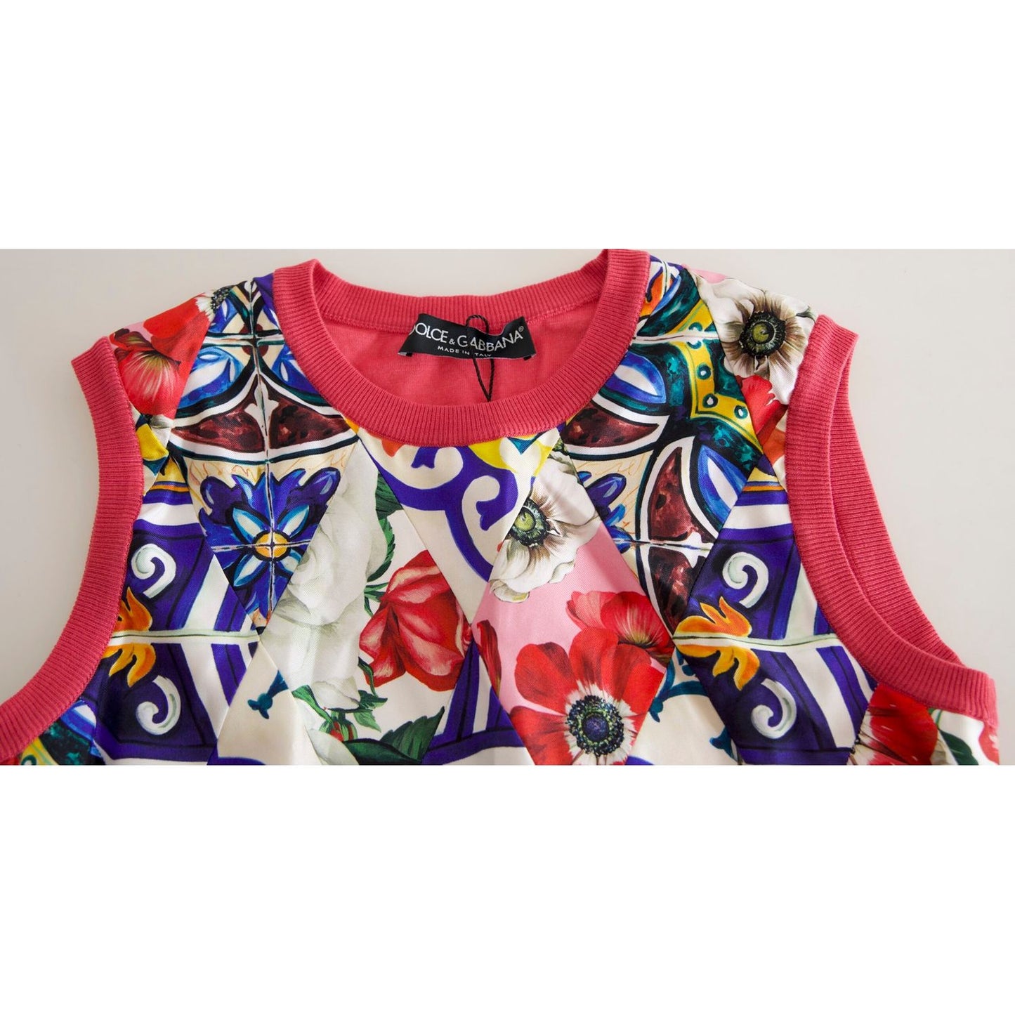 Dolce & Gabbana Multicolor Majolica Floral Crew Neck Tank Top TSH8084-36
