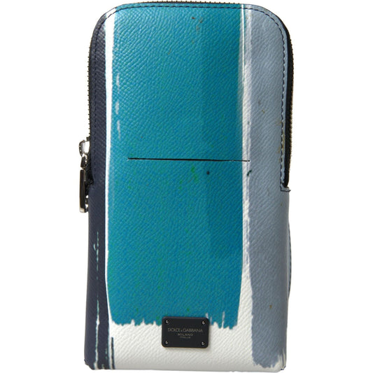 Dolce & Gabbana Blue Leather Purse Crossbody Sling Phone Bag Unisex BAG1083