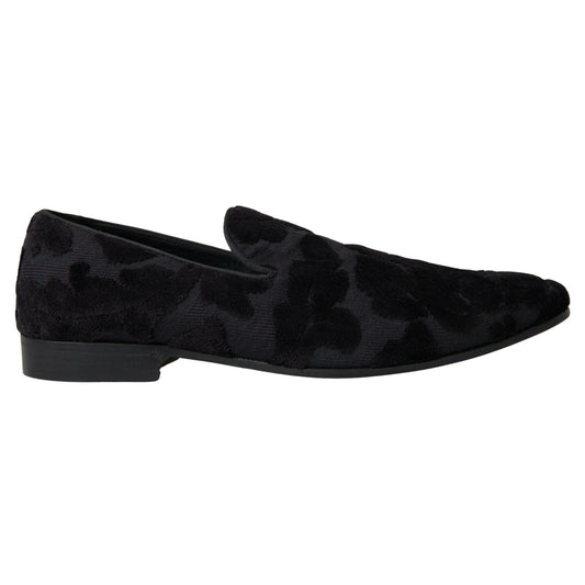 Dolce & Gabbana Black Brocade Loafers Formal Shoes MV5114-44