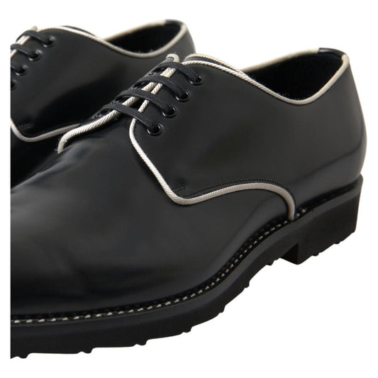 Dolce & Gabbana Black White Leather Formal Shoes MV5113-44.5
