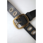 Dolce & Gabbana Black Leather Gold Metal Buckle Men Belt BEL9024-85