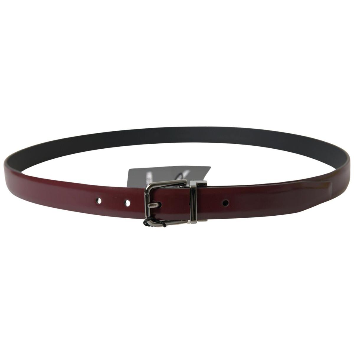 Dolce & Gabbana Bordeaux Leather Silver Metal Buckle Belt BEL9030-100