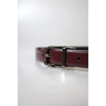 Dolce & Gabbana Bordeaux Leather Silver Metal Buckle Belt BEL9030-100