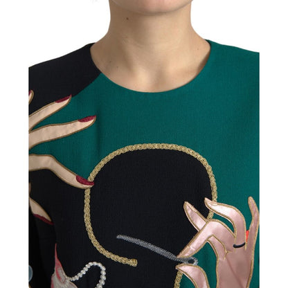 Dolce & Gabbana Multicolor Long Sleeves A-line Maxi Dress