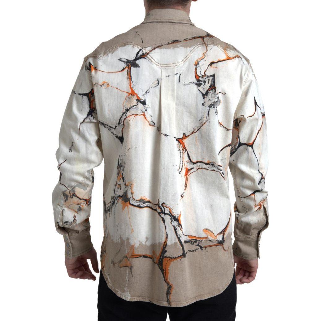 Dolce & Gabbana Multicolor Cotton Collared Denim Shirt TSH84183-40