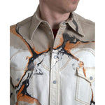 Dolce & Gabbana Multicolor Cotton Collared Denim Shirt TSH84183-40