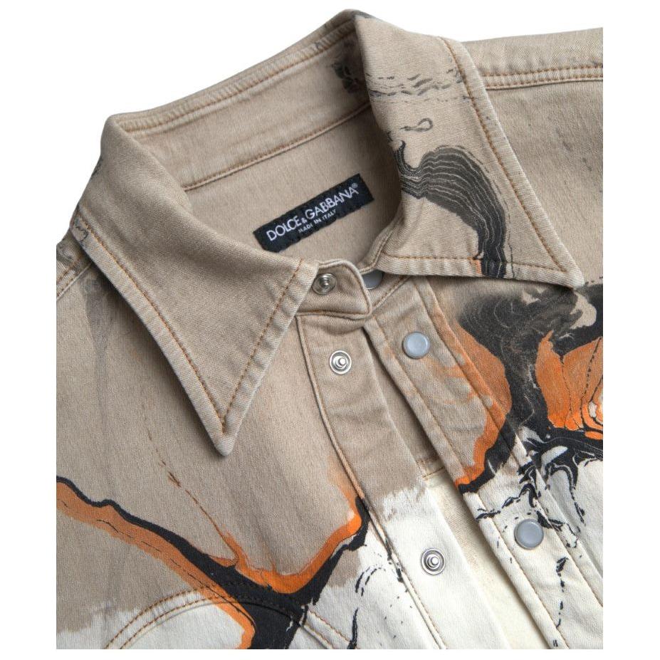 Dolce & Gabbana Multicolor Cotton Collared Denim Shirt TSH84183-40